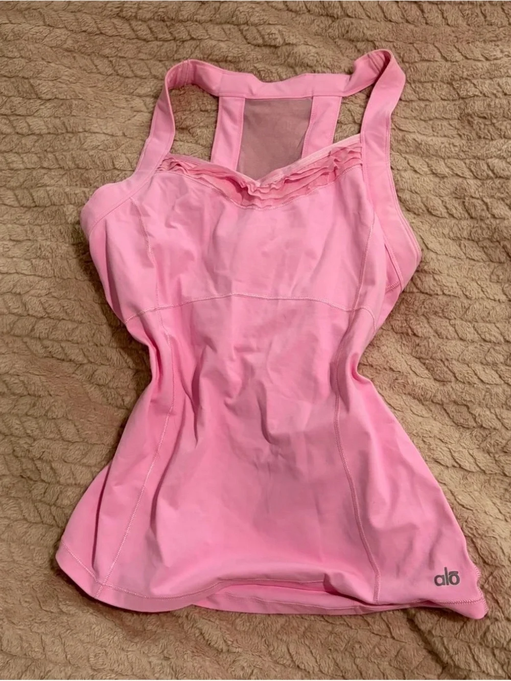 ALO Yoga Light Pink Mesh-Back Tank Top